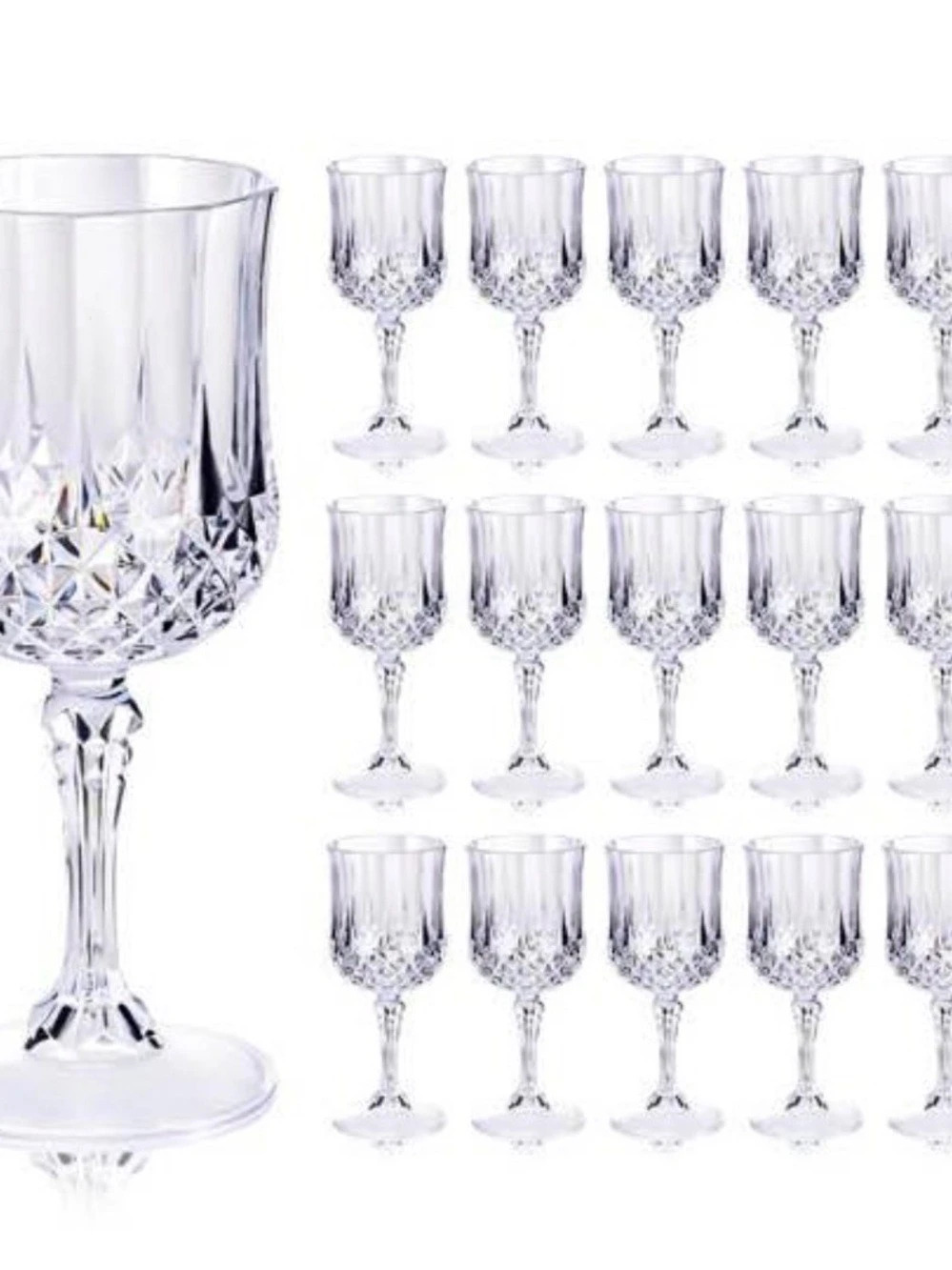 Clear Plastic Stemmed Drinkware Set NWT